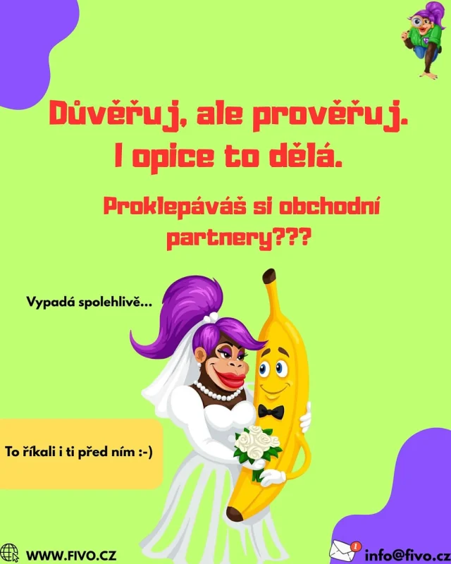 Dřív než pošleš fakturu – ověř, že ti ji někdo zaplatí 💸
Funguje to jednoduše:
👀 ARES ti řekne, kdo to vlastně je,
📄 Justice ukáže, jestli existuje,
💀 Insolvenční rejstřík, jestli „neumírá“,
💰 Registr plátců, jestli platí DPH,
🚫 a CEE, jestli už náhodou neplave v exekucích.

Důvěřuj, ale prověřuj.
I FIVO opice to dělá 🐒💼
#fivo #ucetnictvi #firemnikontrola #rejstrik #ares #justice #podnikani