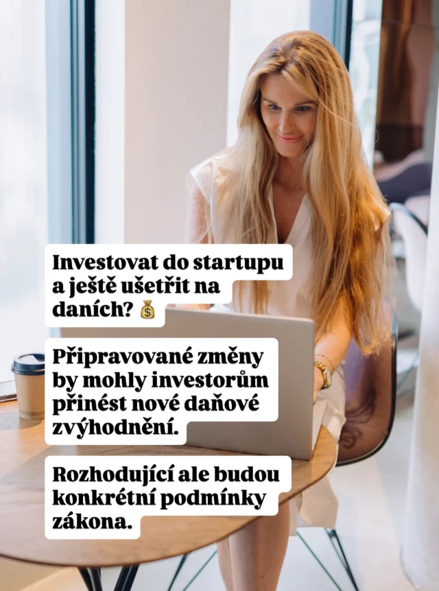 🚀 Investice do startupů a daňové úlevy?

Věděli jste, že se připravují pravidla, která by mohla investorům umožnit odečíst část peněz vložených do startupů od základu daně? 💰

Cílem je podpořit začínající inovativní firmy a motivovat investory, aby jim pomohli růst.

☝️ Neznamená to ale, že každá investice bude automaticky daňově uznatelná. Rozhodující budou konkrétní zákonné podmínky.

🐒 FIVO.cz – účetnictví, ve kterém se neztratíte.